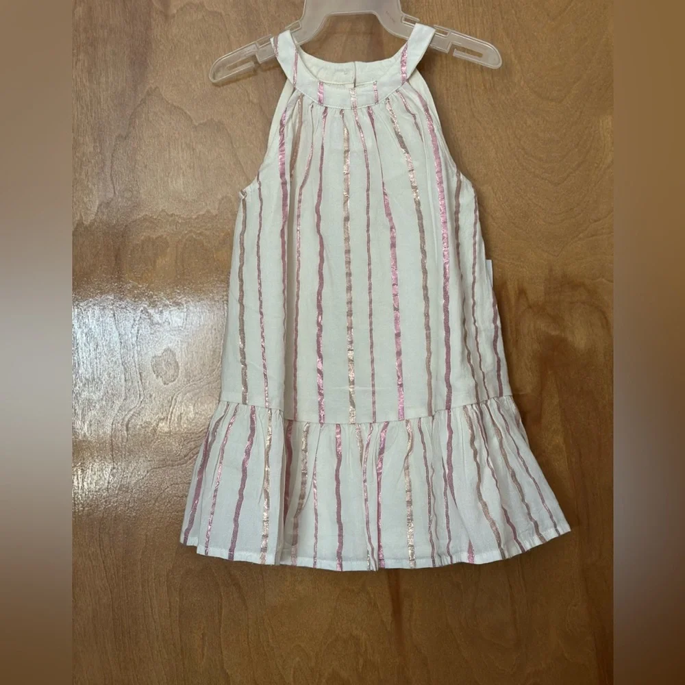 18-24 months tank metallic gold and pink stripped ivory dress
